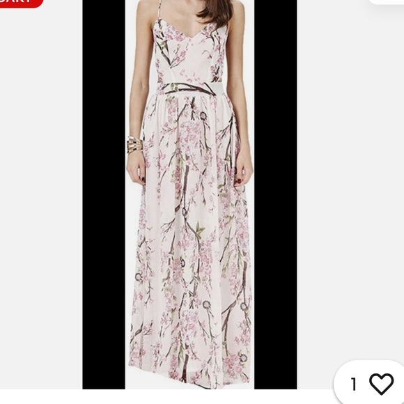 Dresses & Skirts - Cherry blossom Floral V-Neck Spaghetti Strap backless maxi dress